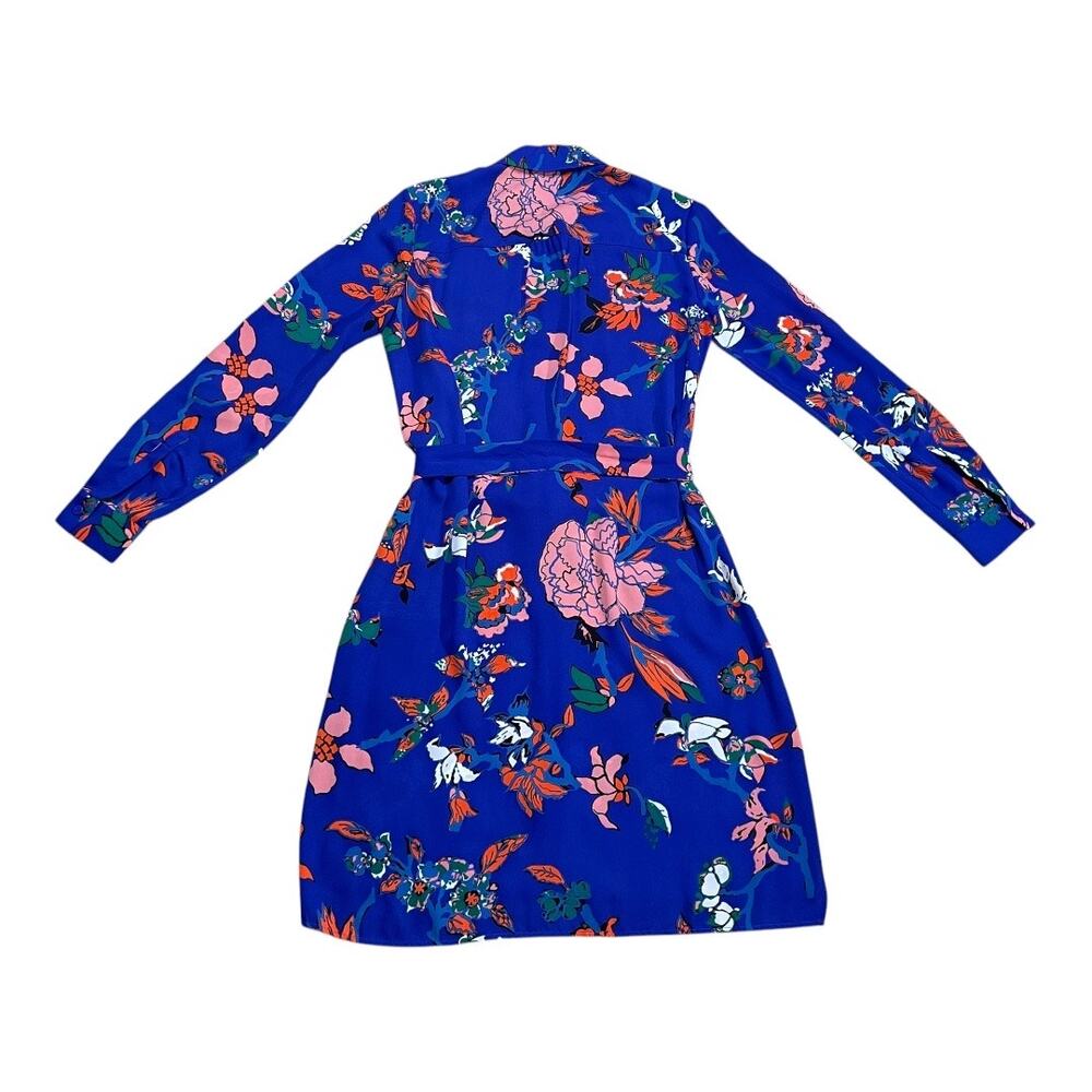 Diane Von Furstenberg Cobalt Blue Floral Shirt Dress Size 6 - Picture 4 of 7